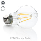 Dimmable A19 LED Filament Light Bulb - 8 Watt, 800 Lumen - 2700K Warm White, E26 Base, 60W Incandescent Bulb Equivalent