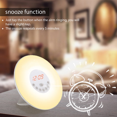 Sunrise Alarm Clock with 8 Natural Sounds and 7 Color Night Light