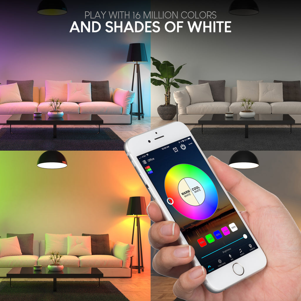 Foco LED inteligente con WiFi, de Flux; con luces que cambian de color,  regulables desde el smartphone (funciona con iPhone, iPad, teléfonos  Android y